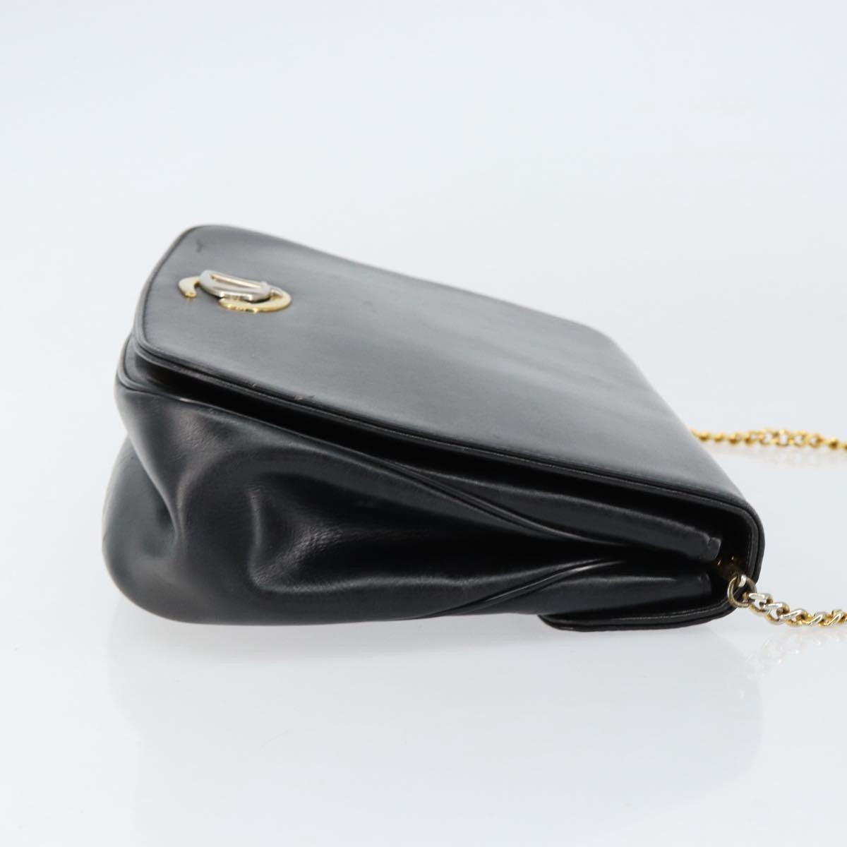 Christian Dior Vintage Chain Flap Shoulder Bag Leather Black Leather Shoulder Bag Bag ()