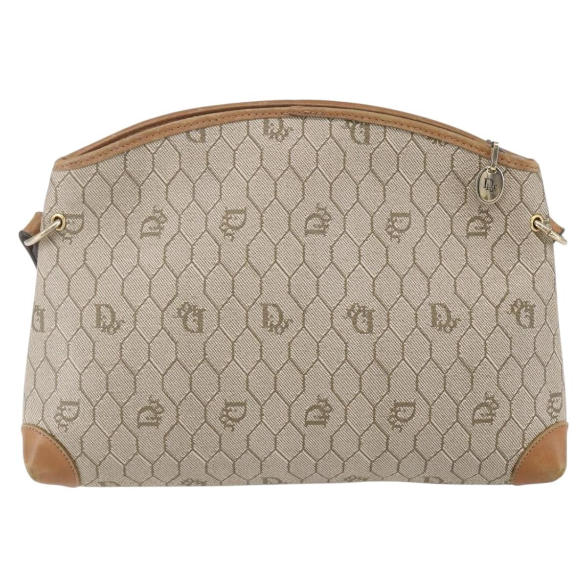 Christian Dior Vintage Honeycomb Shoulder Bag Canvas And Leather Beige Canvas Shoulder Bag Bag ()