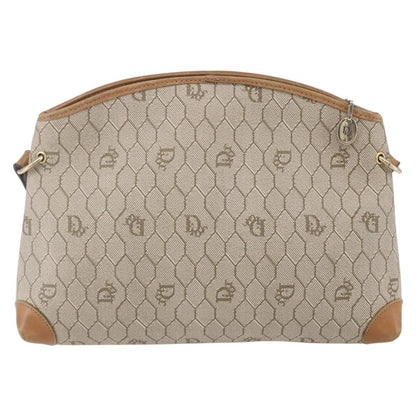 Christian Dior Vintage Honeycomb Shoulder Bag Canvas And Leather Beige Canvas Shoulder Bag Bag ()