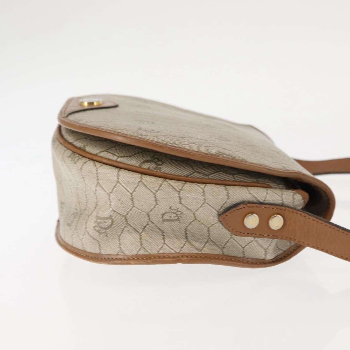 Christian Dior Vintage Honeycomb Flap Crossbody Bag Coated Canvas Beige Canvas Bag ()