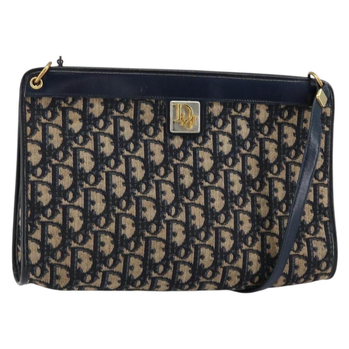 Christian Dior Vintage Trotter Shoulder Bag Canvas Navy Canvas Shoulder Bag Bag ()