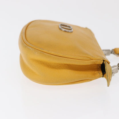 Christian Dior Vintage Cd Logo Shoulder Bag Leather Yellow Leather Shoulder Bag Bag ()