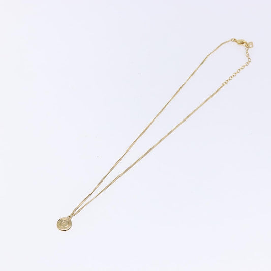 Christian Dior Vintage Logo Round Pendant Necklace Metal Gold Metal Jewelry ()
