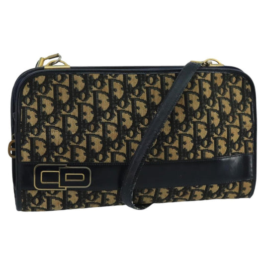 Christian Dior Vintage Trotter Crossbody Bag Diorissimo Coated Canvas Navy Canvas Shoulder Bag Bag ()
