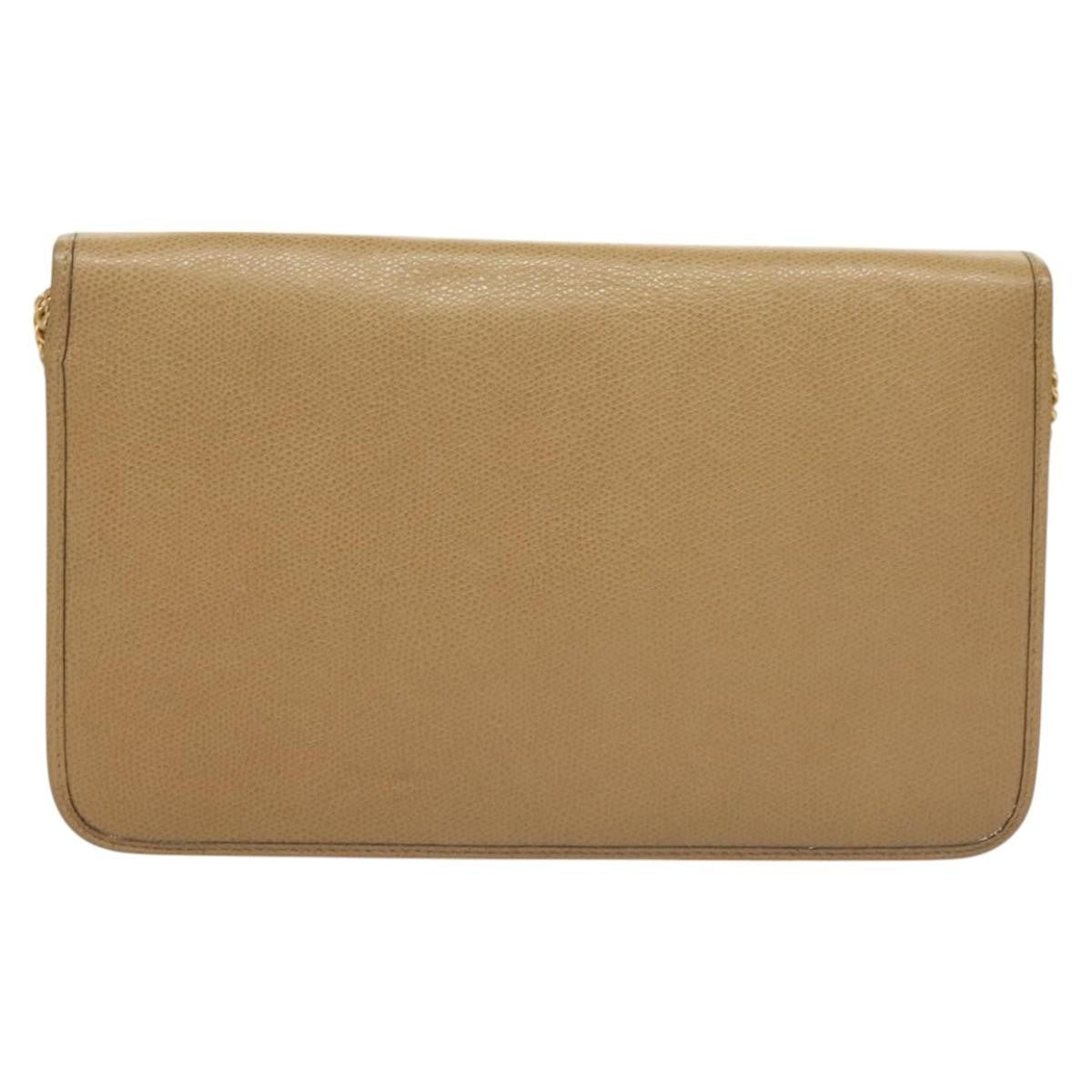 Christian Dior Vintage Honeycomb Chain Canvas Beige Leather Shoulder Bag Bag ()