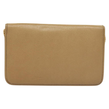 Christian Dior Vintage Honeycomb Chain Canvas Beige Leather Shoulder Bag Bag ()