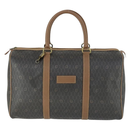 Christian Dior Vintage Honeycomb Boston Bag Canvas And Leather Black Canvas Travel Bag Bag ()