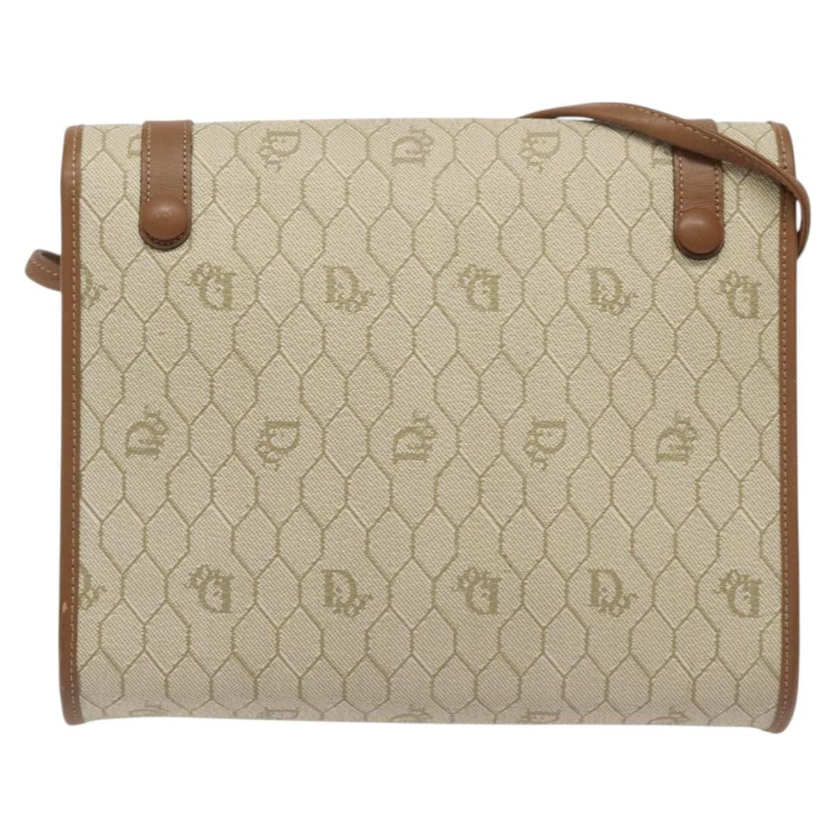 Christian Dior Vintage Honeycomb Flap Crossbody Bag Coated Canvas Beige Canvas Bag ()