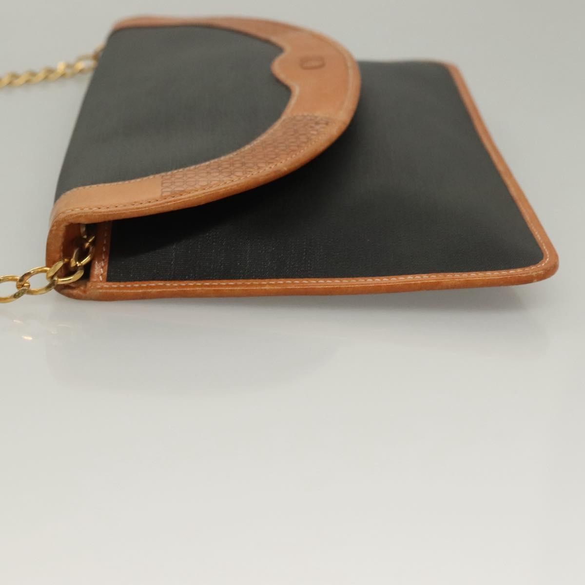 Christian Dior Vintage Cd Chain Flap Shoulder Bag Canvas Black Pvc Shoulder Bag Bag ()