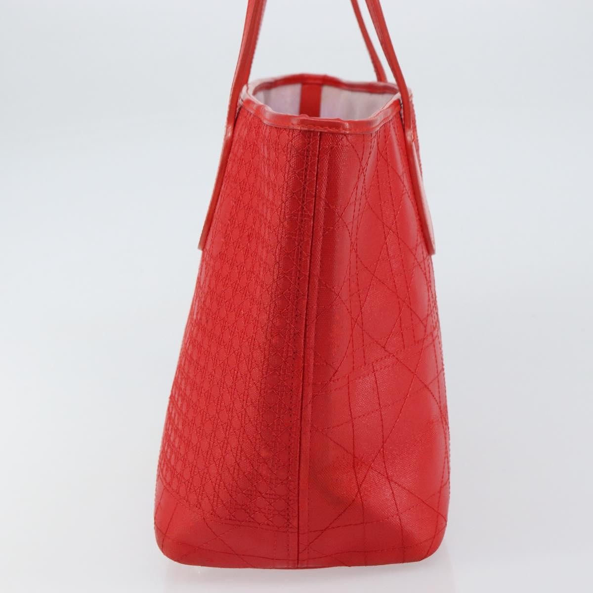 Christian Dior Panarea Tote Printed Cannage Quilt Canvas Red Canvas Tote Bag Bag ()
