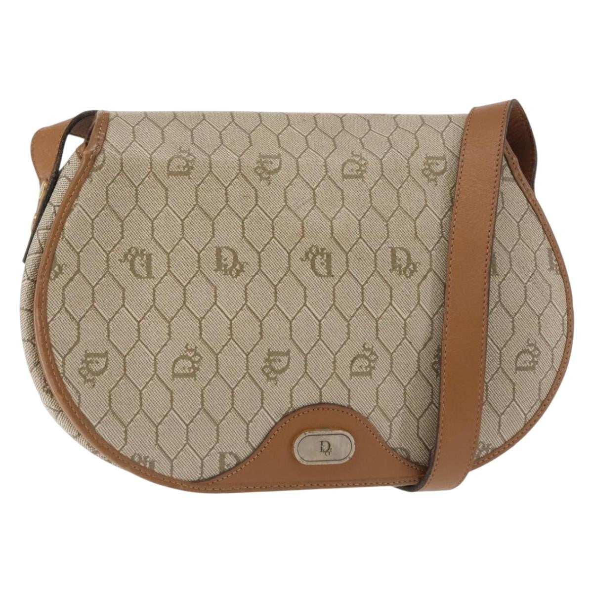 Christian Dior Vintage Honeycomb Flap Crossbody Bag Coated Canvas Beige Canvas Bag ()