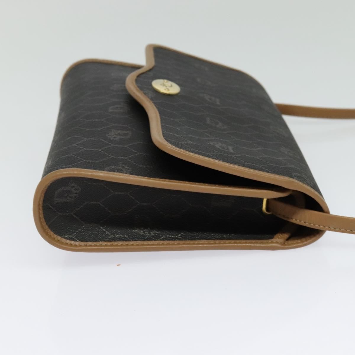 Christian Dior Vintage Honeycomb Flap Crossbody Bag Coated Canvas Black Canvas Bag ()