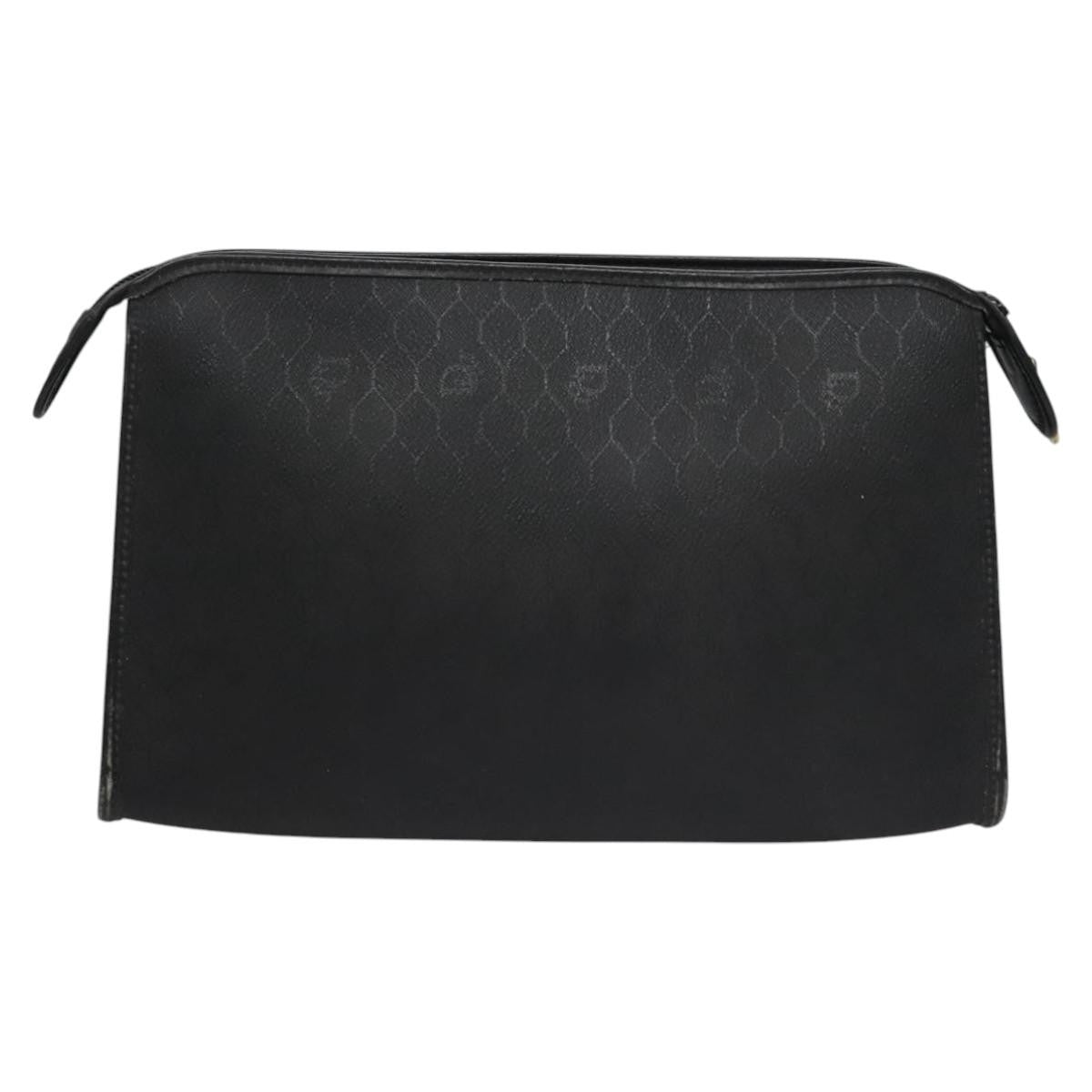 Christian Dior Vintage Honeycomb Zip Pouch Coated Canvas Black Canvas Clutche & Pouche Bag ()