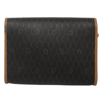Christian Dior Vintage Honeycomb Flap Crossbody Bag Coated Canvas Black Canvas Shoulder Bag Bag ()