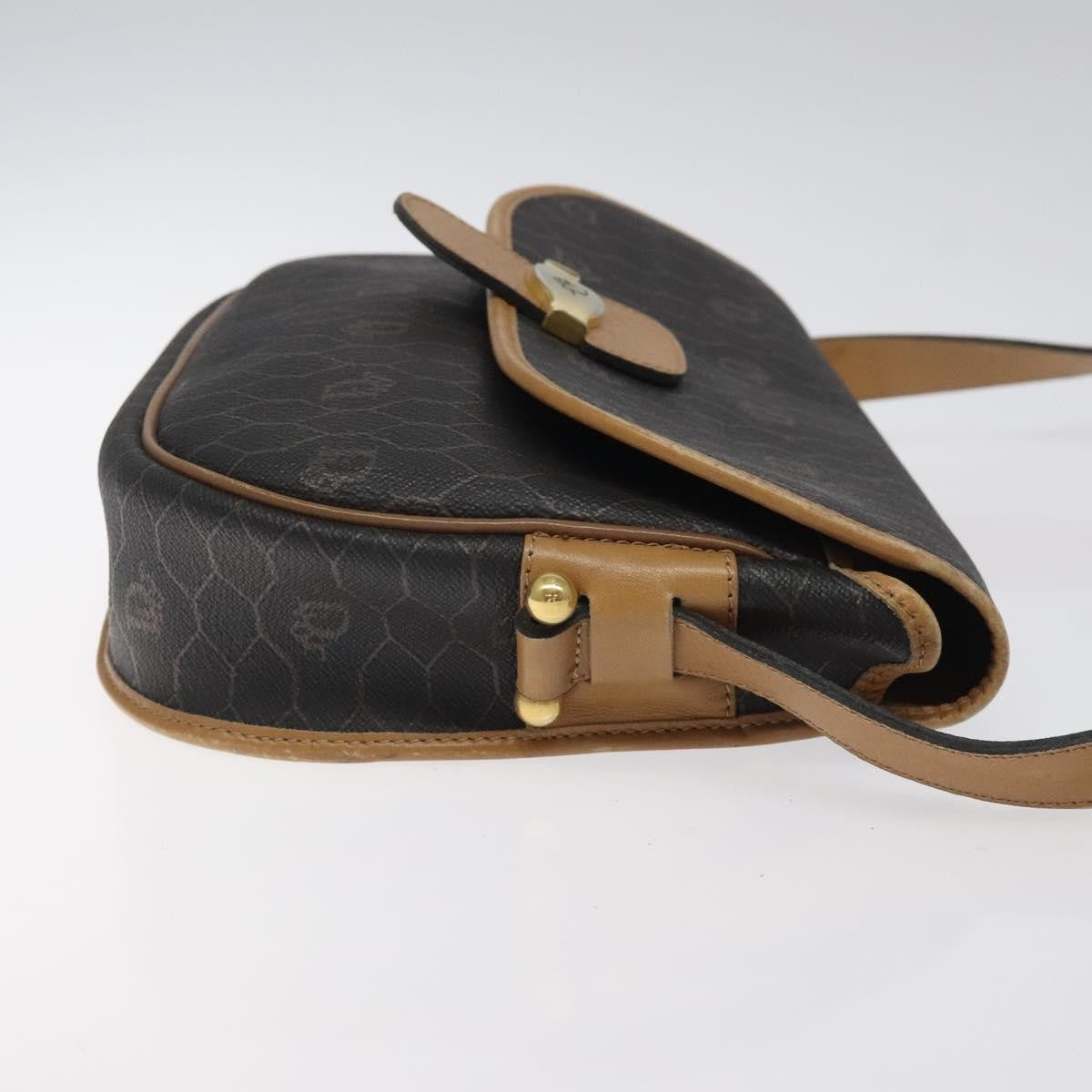 Christian Dior Vintage Honeycomb Flap Crossbody Bag Coated Canvas Black Canvas Bag ()