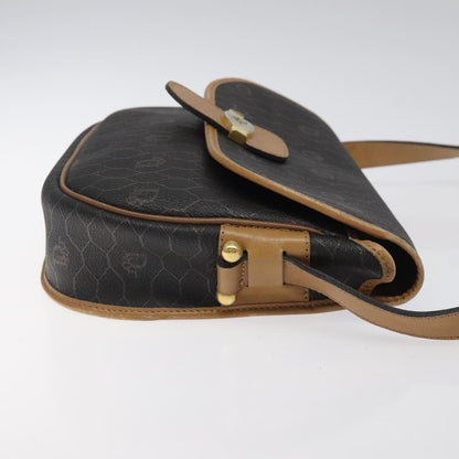 Christian Dior Vintage Honeycomb Flap Crossbody Bag Coated Canvas Black Canvas Bag ()