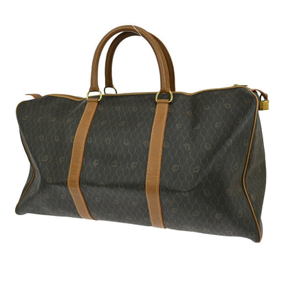 Christian Dior Vintage Honeycomb Boston Bag Canvas And Leather Black Pvc Travel Bag Bag ()