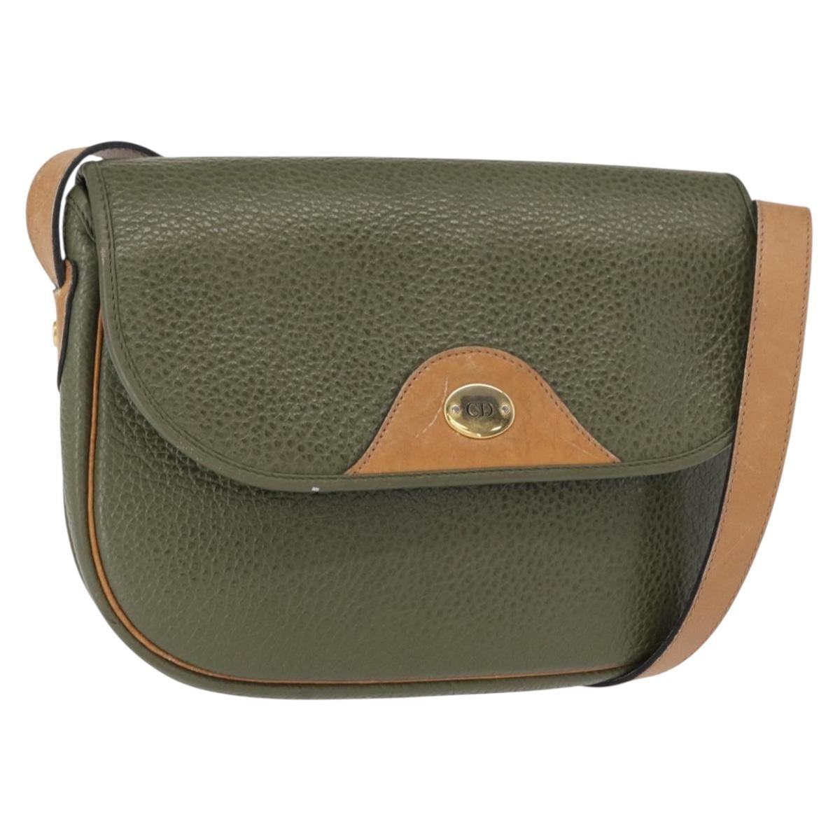 Christian Dior Vintage Shoulder Bag Leather Green Leather Shoulder Bag Bag ()