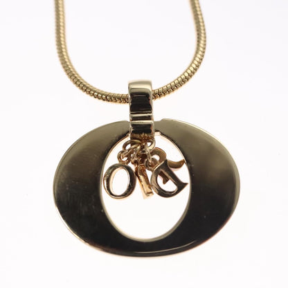 Christian Dior Logo Pendant Necklace Metal Gold Metal Necklace Jewelry ()