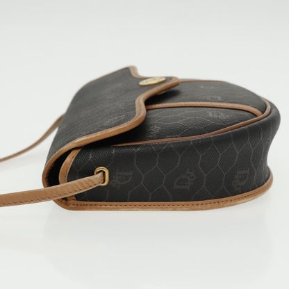Christian Dior Vintage Honeycomb Flap Crossbody Bag Coated Canvas Black Canvas Bag ()