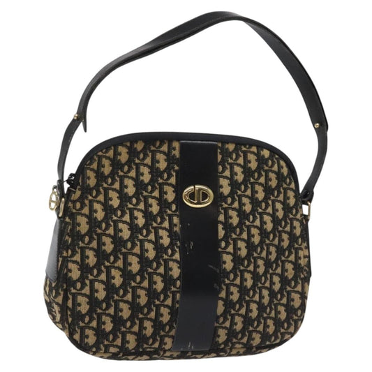Christian Dior Vintage Trotter Shoulder Bag Canvas Black Canvas Bag ()