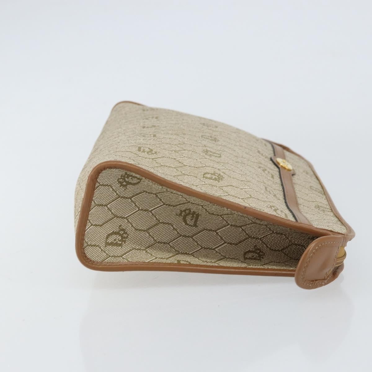 Christian Dior Vintage Honeycomb Zip Pouch Coated Canvas Beige Canvas Clutche & Pouche Bag ()