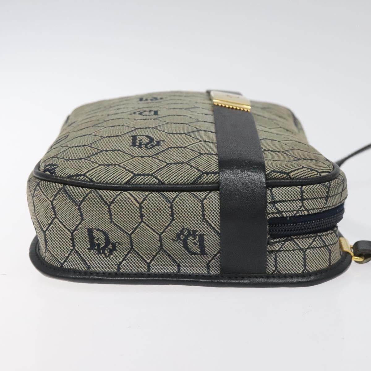 Christian Dior Vintage Honeycomb Shoulder Bag Canvas And Leather Navy Canvas Bag ()