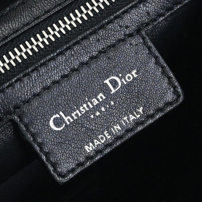 Christian Dior Vintage Lady Dior Bag Cannage Quilt Lambskin Black Leather Handbag ()