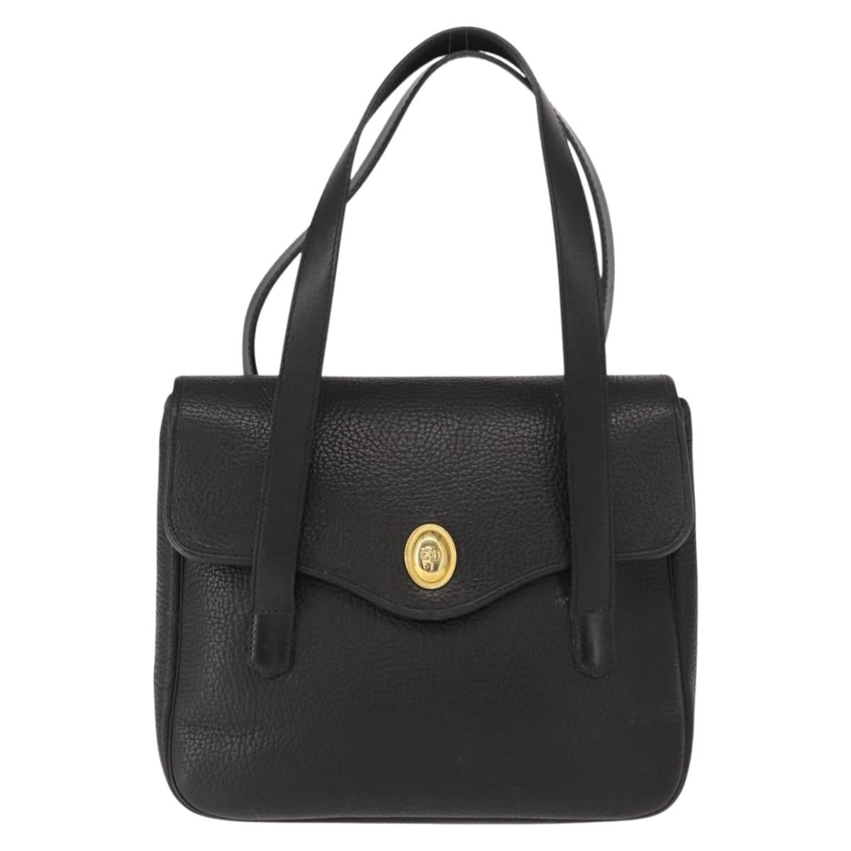 Christian Dior Vintage Cd Handbag Leather Black Leather Handbag ()