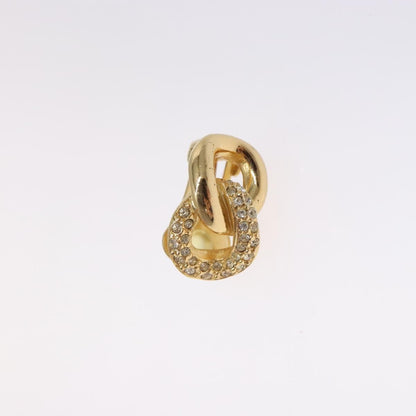 Christian Dior Vintage Chain Link Clip-On Earrings Metal With Crystals Gold Metal Earrings Jewelry ()