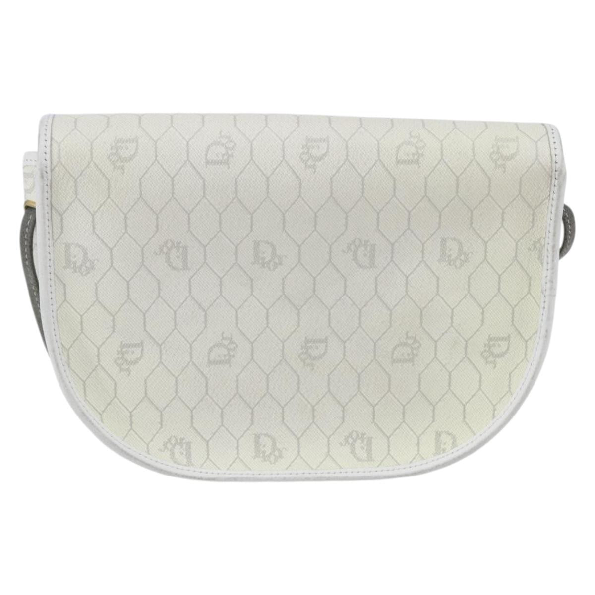 Christian Dior Vintage Honeycomb Flap Crossbody Bag Coated Canvas White Canvas Shoulder Bag Bag ()