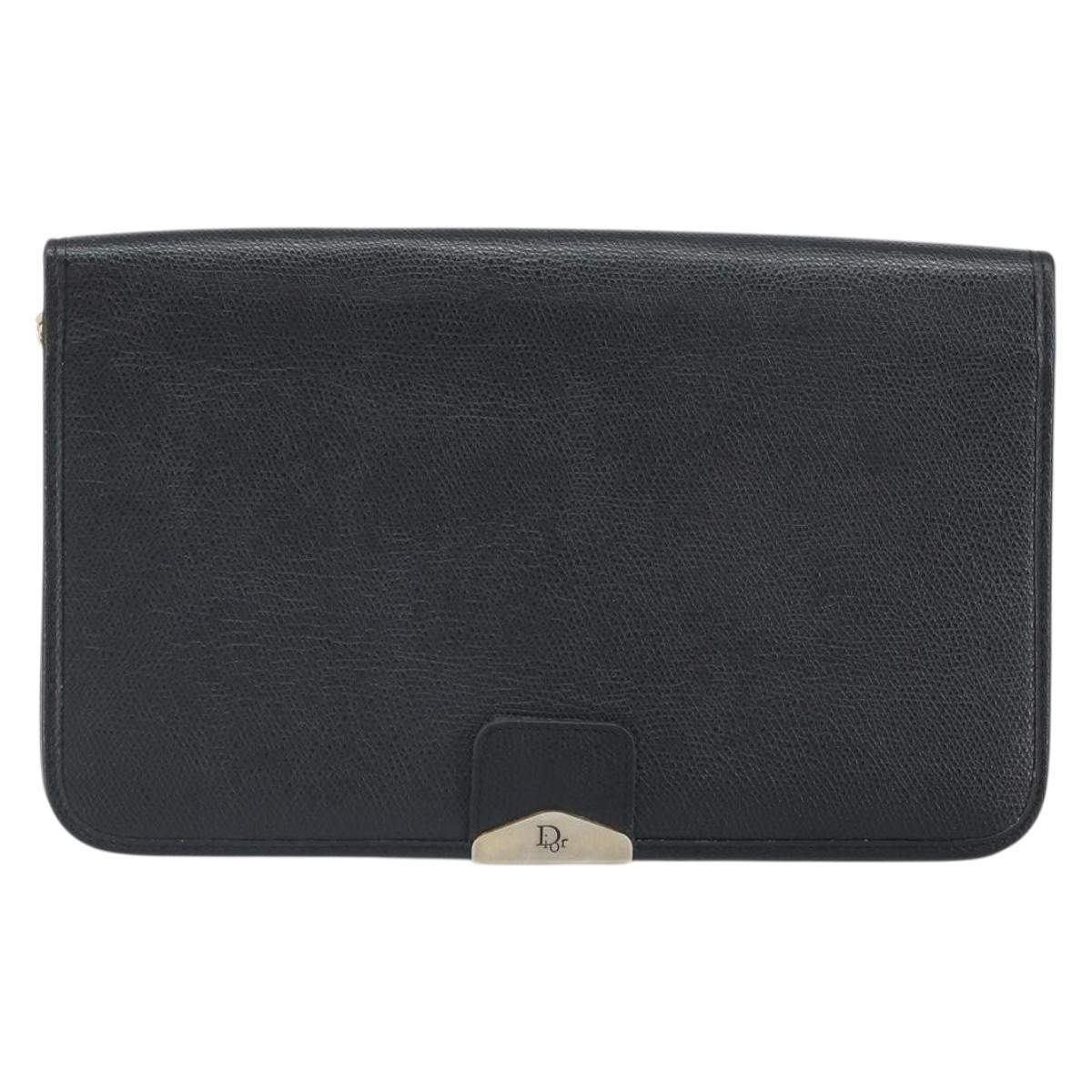 Christian Dior Vintage Chain Flap Shoulder Bag Leather Black Leather Shoulder Bag Bag ()