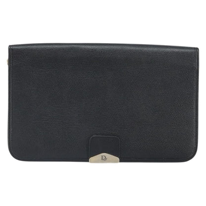Christian Dior Vintage Chain Flap Shoulder Bag Leather Black Leather Shoulder Bag Bag ()