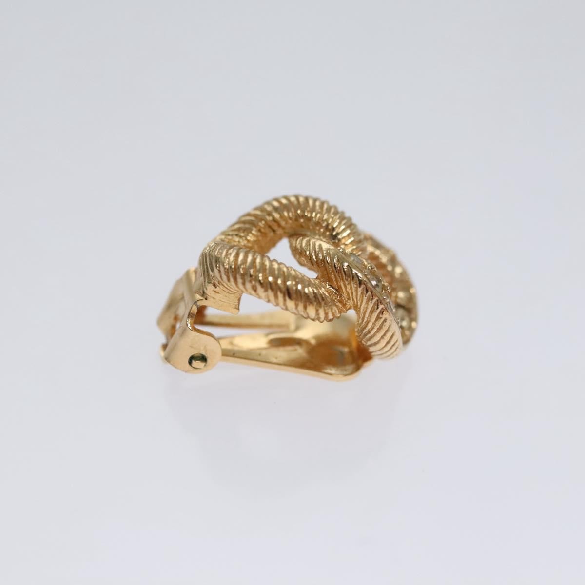 Christian Dior Vintage Chain Link Clip-On Earrings Metal With Crystals Gold Metal Earrings Jewelry ()