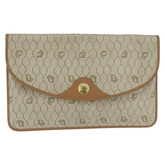 Christian Dior Vintage Honeycomb Clutch Canvas Beige Canvas Clutche & Pouche Bag ()