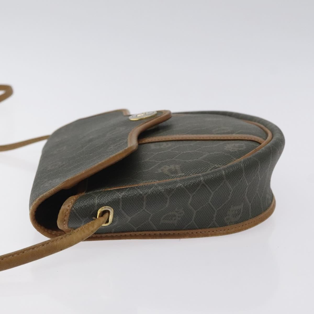 Christian Dior Vintage Honeycomb Flap Crossbody Bag Coated Canvas Gray Canvas Bag ()