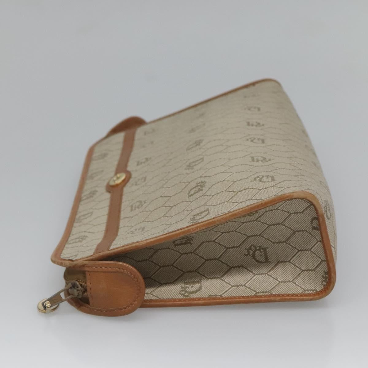 Christian Dior Vintage Honeycomb Zip Pouch Coated Canvas Beige Pvc Clutche & Pouche Bag ()