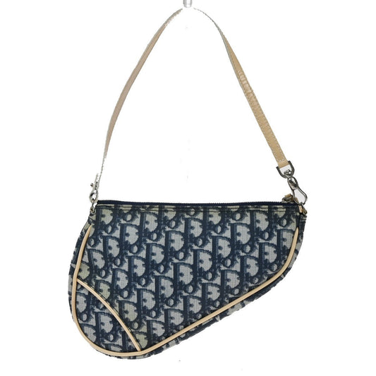 Christian Dior Vintage Saddle Bag Diorissimo Coated Canvas Blue Pvc Shoulder Bag Bag ()