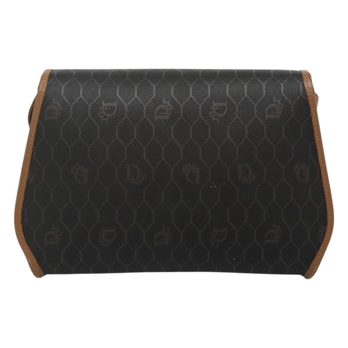 Christian Dior Vintage Honeycomb Flap Crossbody Bag Canvas And Leather Black Canvas Bag ()