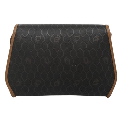 Christian Dior Vintage Honeycomb Flap Crossbody Bag Canvas And Leather Black Canvas Bag ()