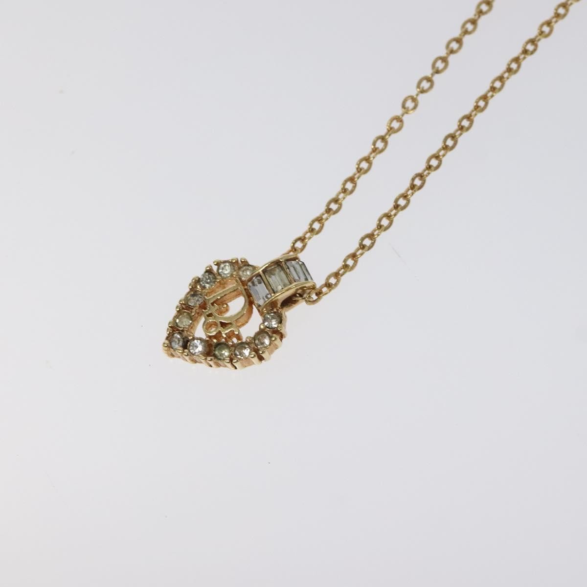 Christian Dior Vintage Cd Heart Pendant Necklace Metal With Crystals Gold Metal Jewelry ()