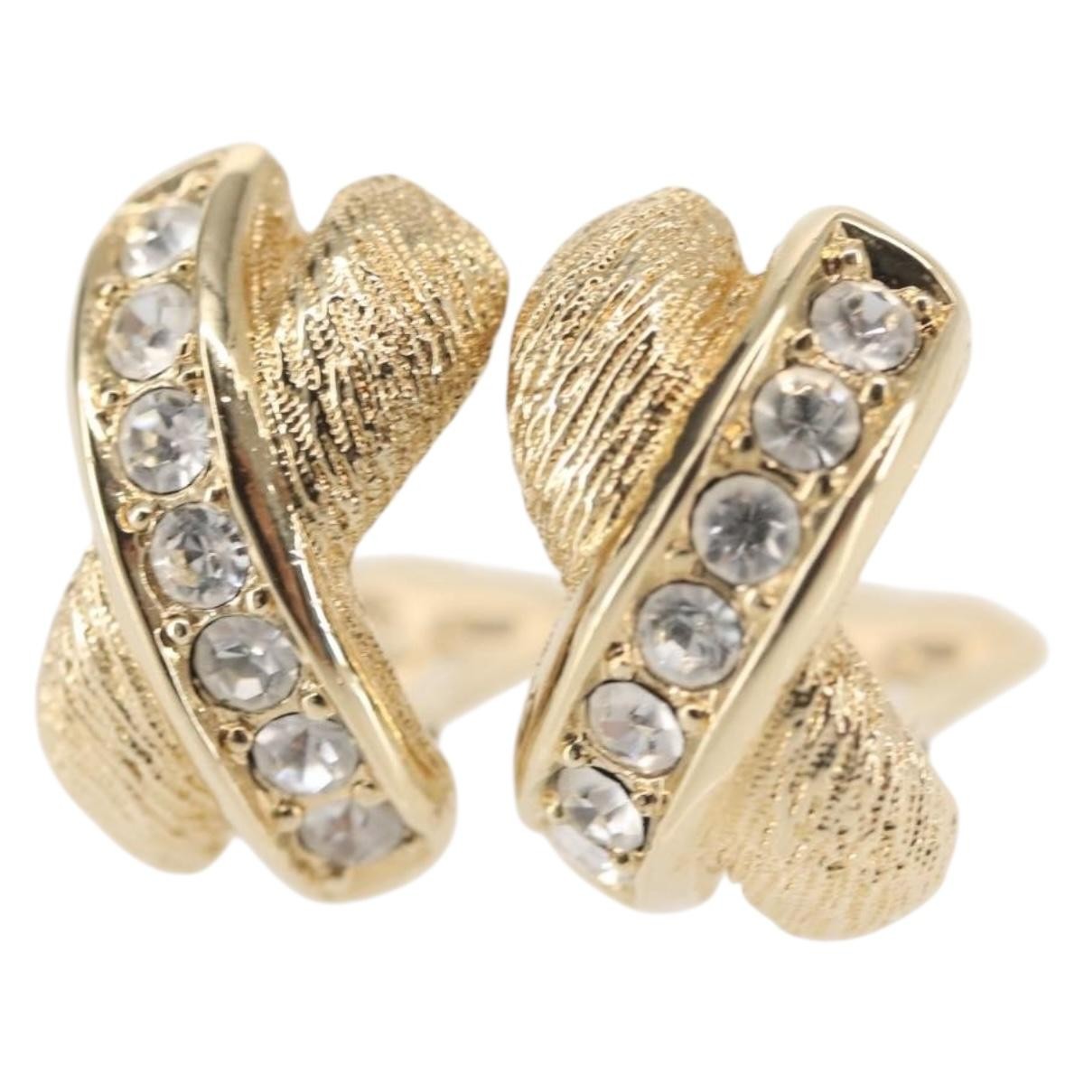 Christian Dior Vintage Clip-On Earrings Metal Gold Metal Earrings Jewelry ()