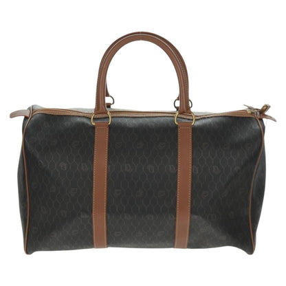 Christian Dior Vintage Honeycomb Boston Bag Canvas And Leather Black Pvc Travel Bag Bag ()