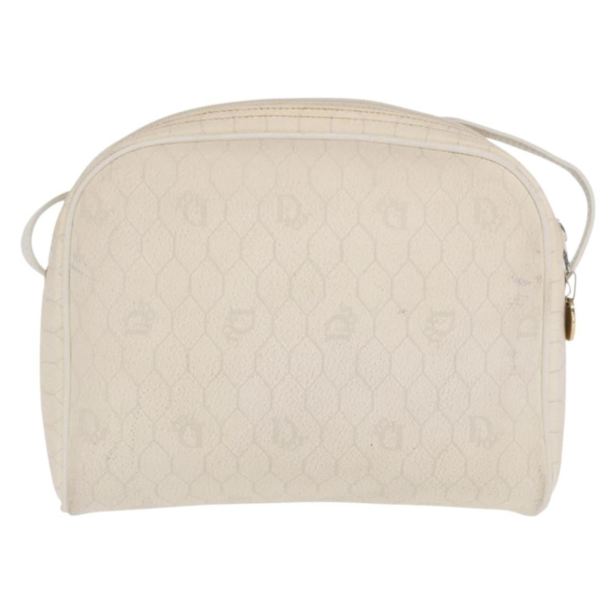 Christian Dior Vintage Honeycomb Shoulder Bag Canvas White Canvas Shoulder Bag Bag ()