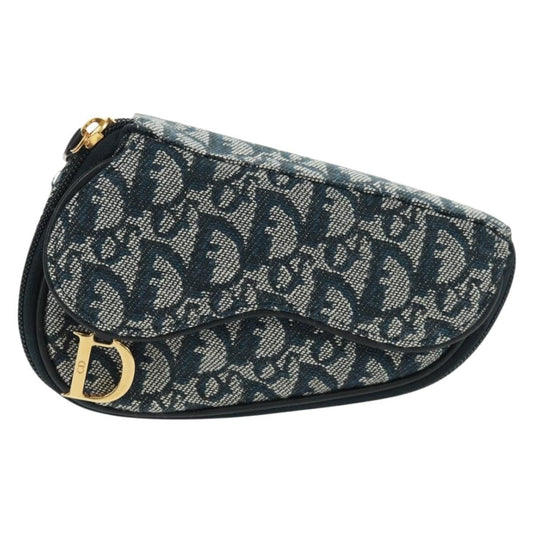 Christian Dior Vintage Saddle Coin Purse Diorissimo Canvas Navy Canvas Clutche & Pouche Bag ()