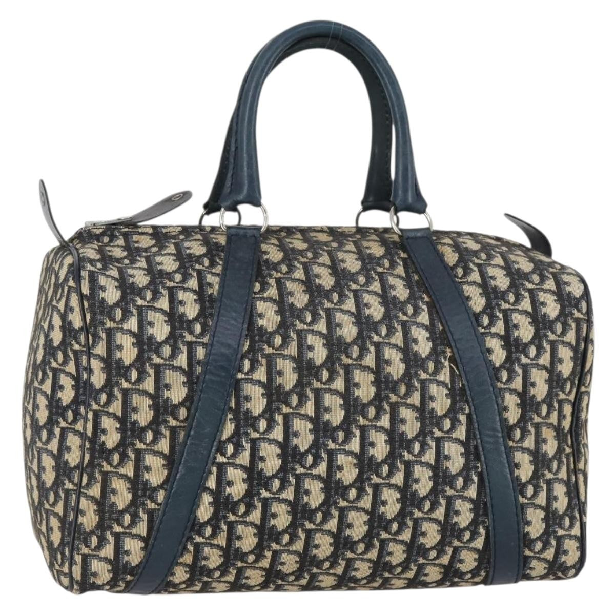 Christian Dior Vintage Trotter Boston Bag Canvas Navy Canvas Travel Bag Bag ()