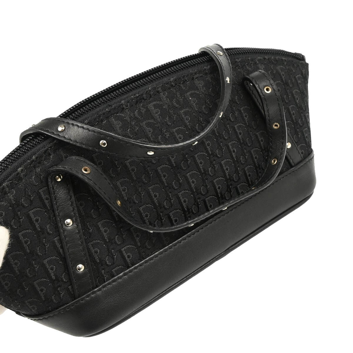 Christian Dior Street Chic Handbag Diorissimo Canvas With Leather Black Canvas Handbag ()