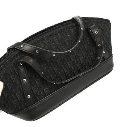 Christian Dior Street Chic Handbag Diorissimo Canvas With Leather Black Canvas Handbag ()