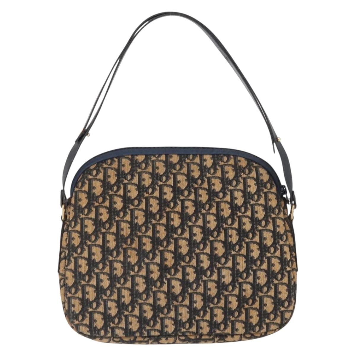 Christian Dior Vintage Cd Trotter Handbag Canvas Navy Canvas Handbag ()