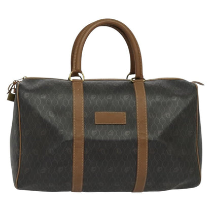 Christian Dior Vintage Honeycomb Handbag Canvas Leather Black Canvas Bag ()
